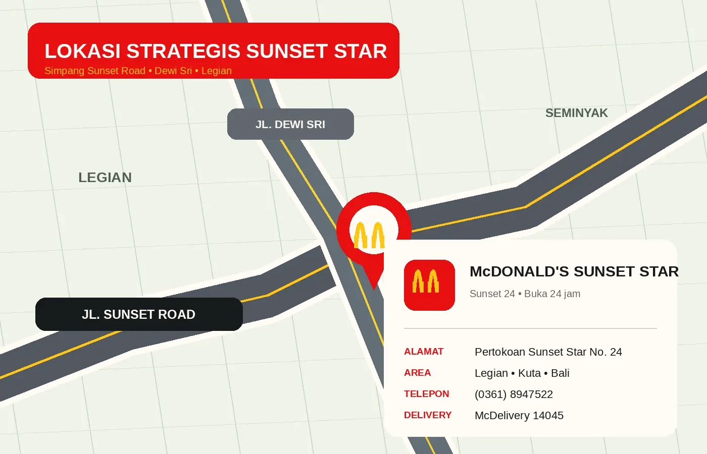 Lokasi McDonald's Ring Road Medan di Jalan Arteri Ring Road, Kota Medan